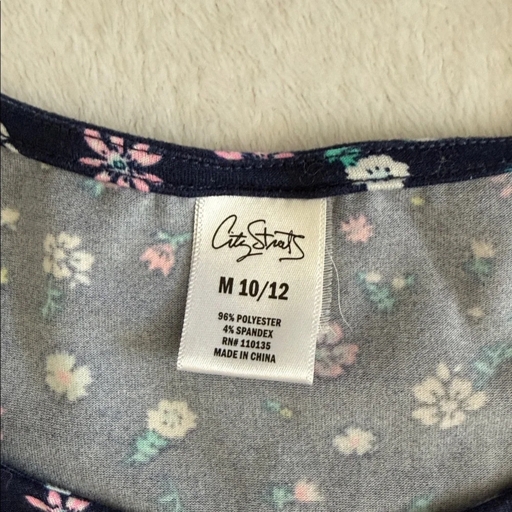 City Streets | Floral Short Sleeve Pullover Dress Navy Blue (M 10/12) - Picture 5 of 14